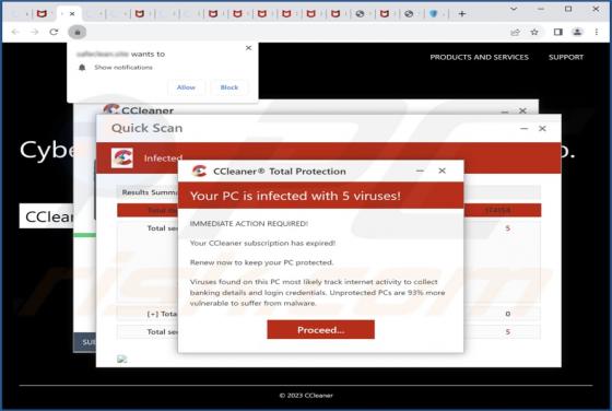 Oszustwo POP-UP CCleaner Total Protection