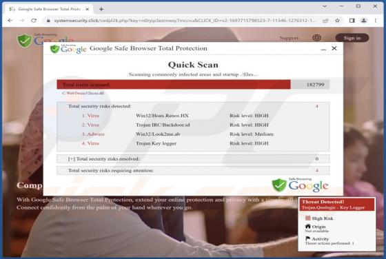 Oszustwo POP-UP Google Safe Browser Total Protection