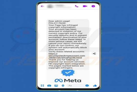 Oszustwo Facebook Page Has Infringed Copyright Information