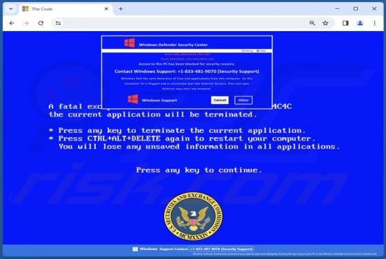 Oszustwo POP-UP U.S. Securities And Exchange Commission