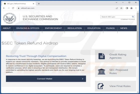 Oszustwo SEC Token Refund Airdrop