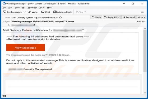 Oszustwo Mail Delivery Failure
