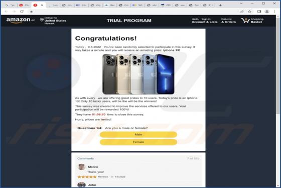 Oszustwo POP-UP AMAZON TRIAL