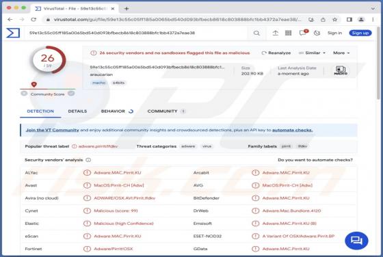 Adware Araucarian.app (Mac)