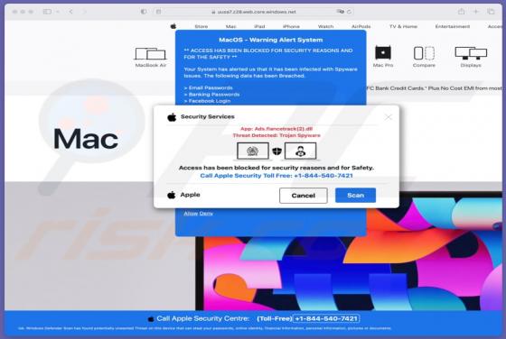 Oszustwo POP-UP Apple Security Services (Mac)