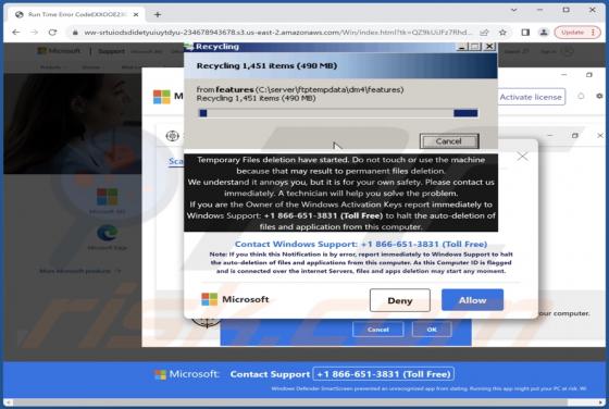 Oszustwo POP-UP Temporary Files Deletion Have Started