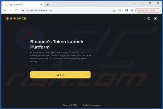 Oszustwo Binance's Token Launch