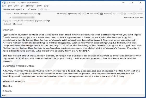 Oszustwo e-mailowe New Investor