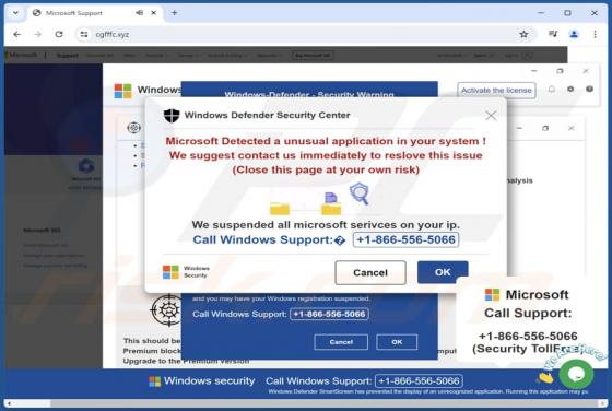 Oszustwo POP-UP Microsoft Detected A Unusual Application In Your System