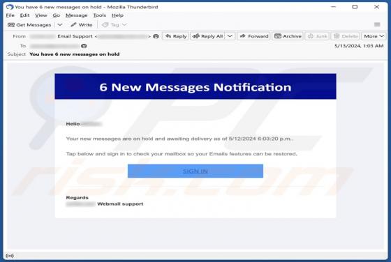 Oszustwo e-mailowe New Messages Notification