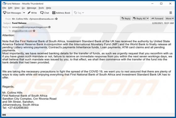 Oszustwo e-mailowe Fund Release