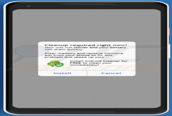 Cleanup Required Right Now! Pop-Up Oszustwo (Android)