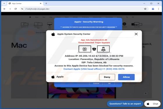 Access To This Apple Device Has Been Blocked POP-UP Oszustwo (Mac)