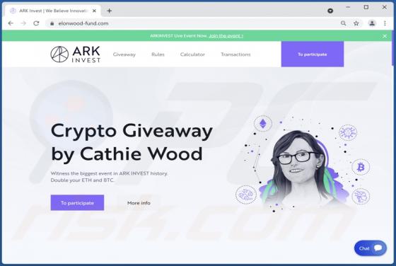 ARK Invest Crypto Giveaway POP-UP Oszustwo