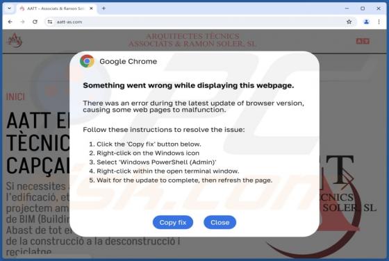 Something Went Wrong While Displaying This Webpage POP-UP Oszustwo