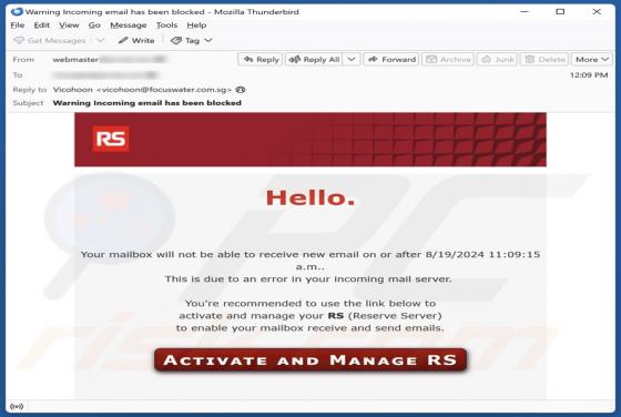 Oszustwo e-mailowe Reserve Server