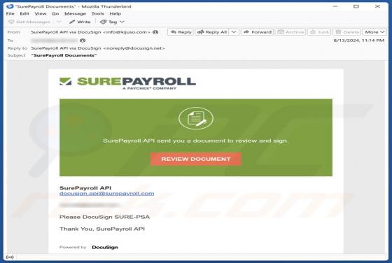 Oszustwo e-mailowe SurePayroll