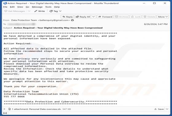 Compromise Of Your Digital Identity Email Virus