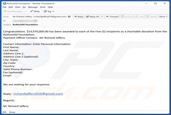 Rothschild Foundation Email Oszustwo