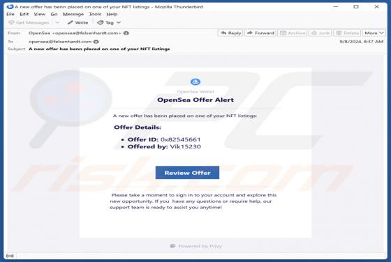 Oszustwo e-mailowe OpenSea Offer Alert
