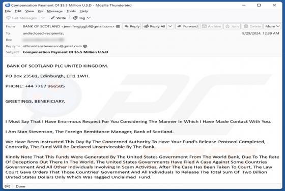 Oszustwo e-mailowe Bank Of Scotland