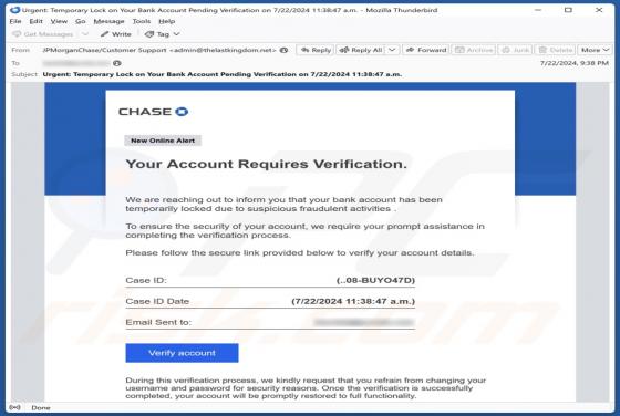 Oszustwo e-mailowe Chase - Account Verification