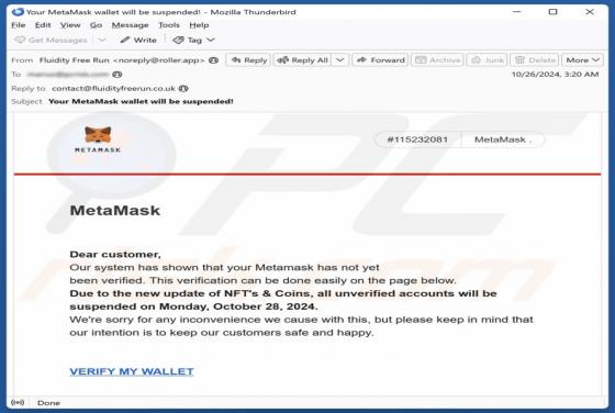 Oszustwo Email MetaMask Wallet Verification