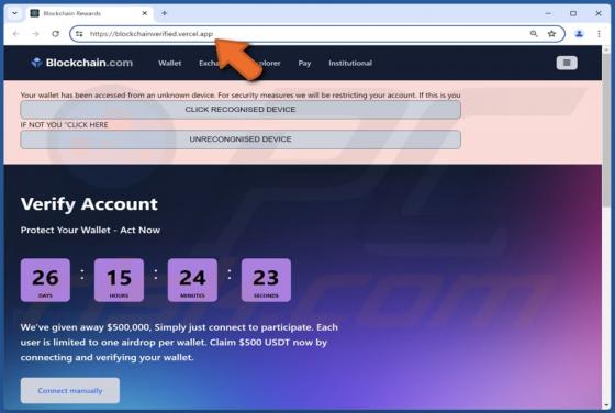 Blockchain.com Airdrop Oszustwo