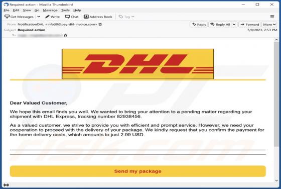 Oszustwo e-mailowe DHL Delivery Payment