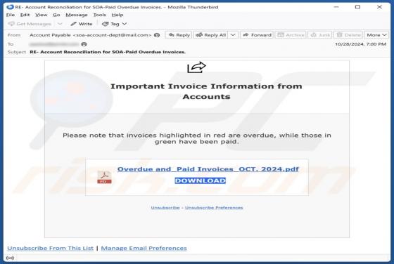 Oszustwo e-mailowe Important Invoice Information From Accounts