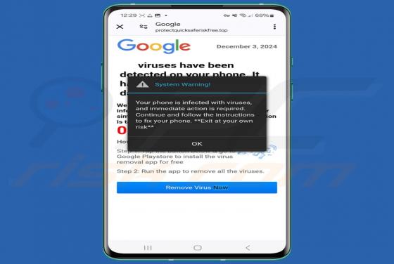 Viruses Have Been Detected On Your Phone POP-UP Oszustwo