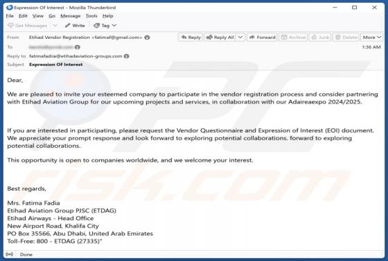 Oszustwo e-mailowe Etihad