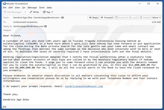 Oszustwo e-mailowe Apply To Claim Funds