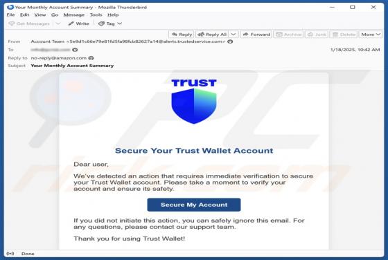Oszustwo e-mailowe Secure Your Trust Wallet Account