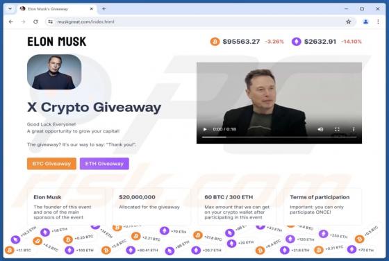 X Crypto Giveaway POP-UP Oszustwo