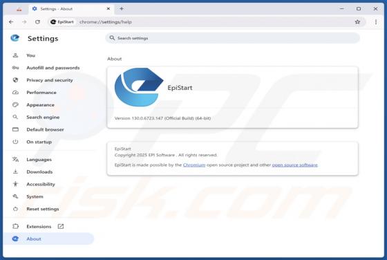 EpiStart (EpiBrowser) Niechciana aplikacja
