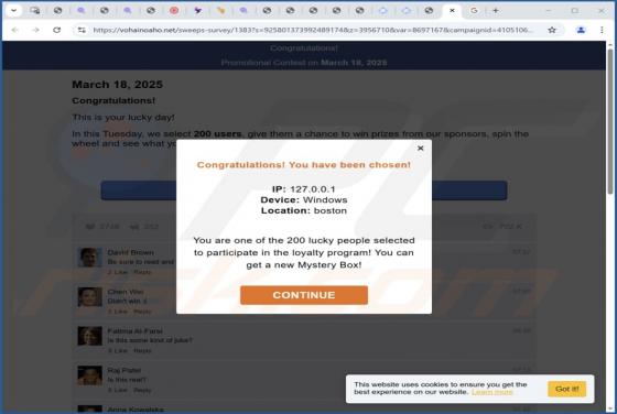 Congratulations! You Have Been Chosen! POP-UP Oszustwo