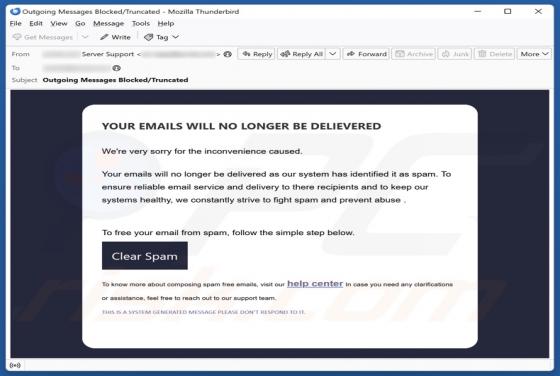 Oszustwo e-mailowe Your Emails Will No Longer Be Delivered