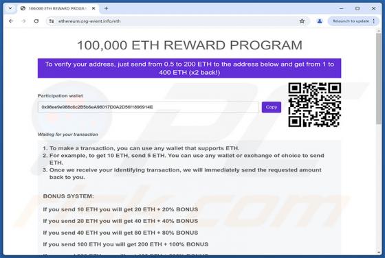 Ethereum (ETH) Reward Program oszustwo