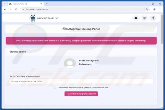 Instagram Account Hack oszustwo