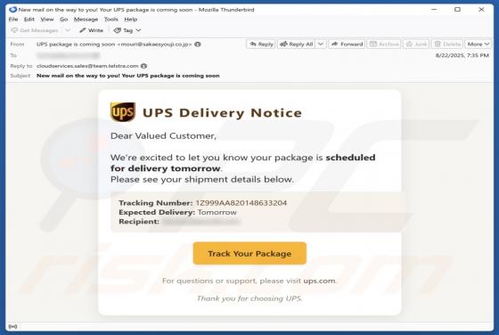 Oszustwo e-mailowe UPS Delivery Notice