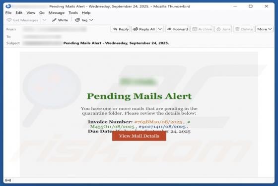 Pending Mails Alert Oszustwo