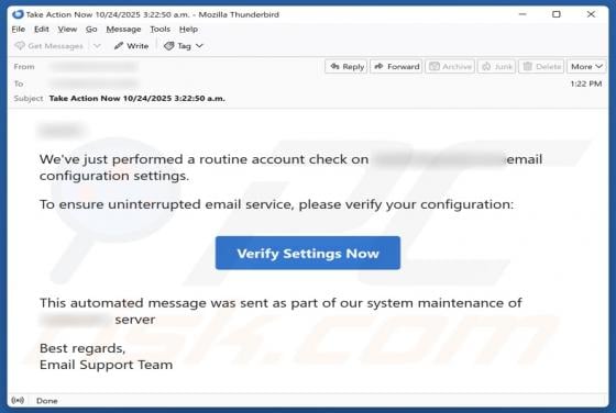 Oszustwo e-mailowe Routine Account Check