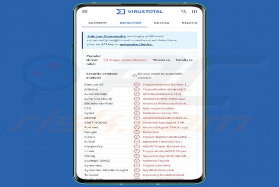 Trojan bankowy Sturnus (Android)