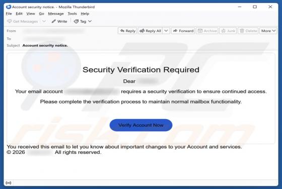 Oszustwo e-mailowe Security Verification Required