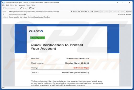 Chase -  Verification To Protect Your Account oszustwo e-mailowe
