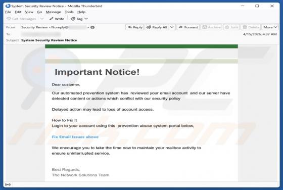 Content Or Actions Conflict With Our Security Policy oszustwo e-mailowe