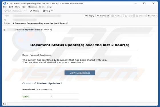 Document Status Update oszustwo e-mailowe