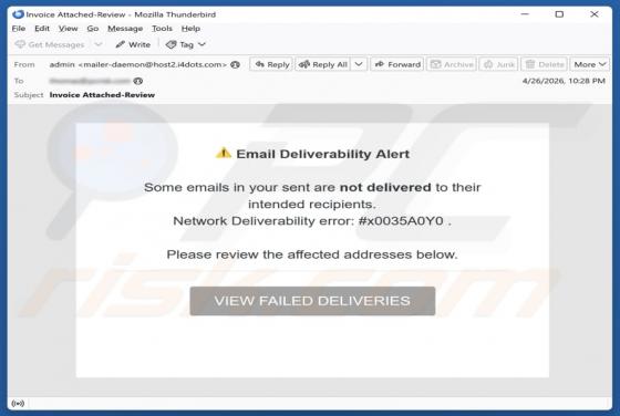 Email Deliverability Alert oszustwo