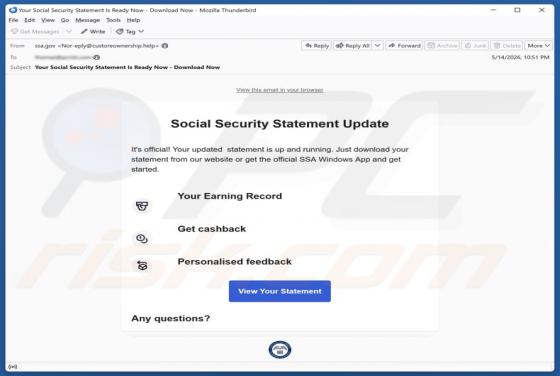 Social Security Statement Update wirus e-mailowy